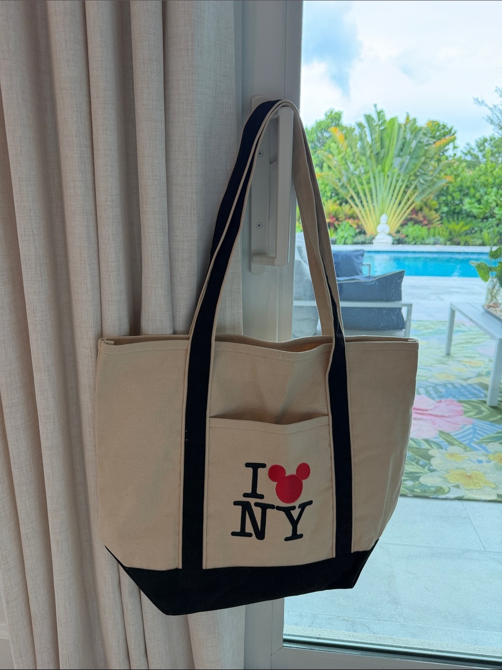Vintage Classic Canvas Disney Tote Bag I LOVE NY Mickey NYC World of Disney